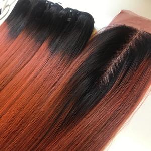 Genius Weft Virgin Extensiones de cabello humano liso de hueso crudo vietnamita Cutícula alineada HD Paquetes frontales de encaje - Product Image 5