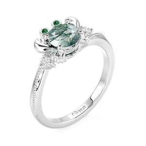 Jeulia Hug Me Bypass Round Moss Agate Beaded Crab <b>Ring</b> - Product Image 2