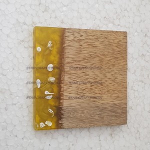 Modern Eco-Friendly Square <b>Resin</b> Tea Coaster Set of 4 Pieces Natural Wood <b>Resin</b> Home Hotel Restaurant <b>Table</b> - Product Image 6