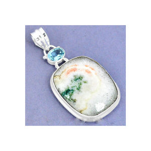 Nueva Llegada 925 Bisel de Plata Esterlina Conjunto Blanco Solar Ojo Hecho a Mano Piedra Preciosa Colgante Joyería Para Precio al Por Mayor A Granel OEM ODM - Product Image 1
