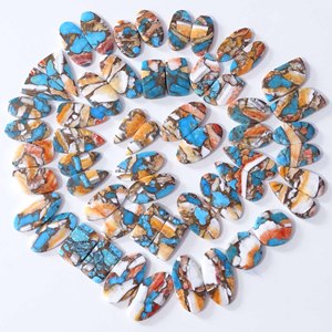 Haute qualité naturel épineux huître cuivre Turquoise paire Quartz pierre précieuse en vrac pour la fabrication de bijoux en gros cuivre Turquoise paire - Product Image 6