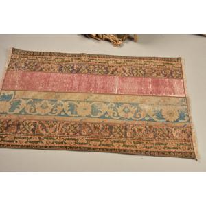 Alfombra turca Vintage de 2,5x4,1 pies, marrón, azul, tejido plano, patrón de retazos de lana para sala de estar, decoraciones de pasillo, respaldo de látex - Product Image 3