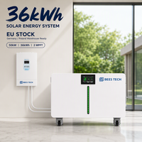 Système de batterie LiFePO4 36 kWh 51,2 V 720 Ah avec plus de 10 000 cycles, indicateur lumineux et onduleur 50 kW 2 MPPT pour petite installation solaire domestique, stock UE