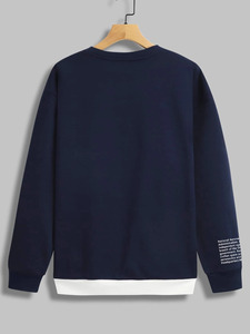 Nuevas Sudaderas Lisas de Dos Tonos para Hombre, Cuello Redondo, Secado Rápido, Felpa de Algodón, Sudadera Masculina de Alta Calidad - Product Image 2