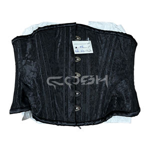 Heavy Duty Steel Boned Underbust Short Torso Tight Lacing Black Brocade Party Wear <b>Corset</b> | Custom Logo & OEM Available - Product Image 1