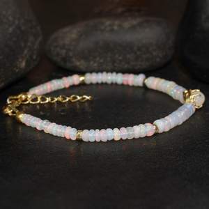 Bracelet en perles d'opale de feu blanche naturelle pour femmes breloque ovale bijoux en pierres précieuses 925 argent Sterling Rare octobre cadeau de pierre de naissance - Product Image 5