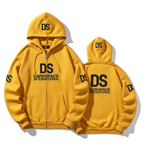 Sudadera con capucha unisex 100% de algodón con cremallera dorada sombreada de gran tamaño con patrón sólido transpirable impresión personalizada para invierno - Product Image 2