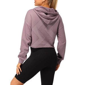Custom Design Outdoor Use <b>Fleece</b> Women Crop <b>Top</b> Hoodies Solid Color Comfortable Breathable Crop <b>Top</b> Hoodies - Product Image 5