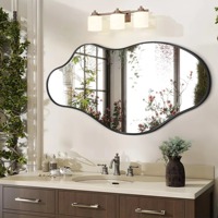 Miroir mural éclairé moderne de style Art déco, cadre en métal doré, épaisseur 4 mm, design asymétrique, décoration de salle de bain contemporaine