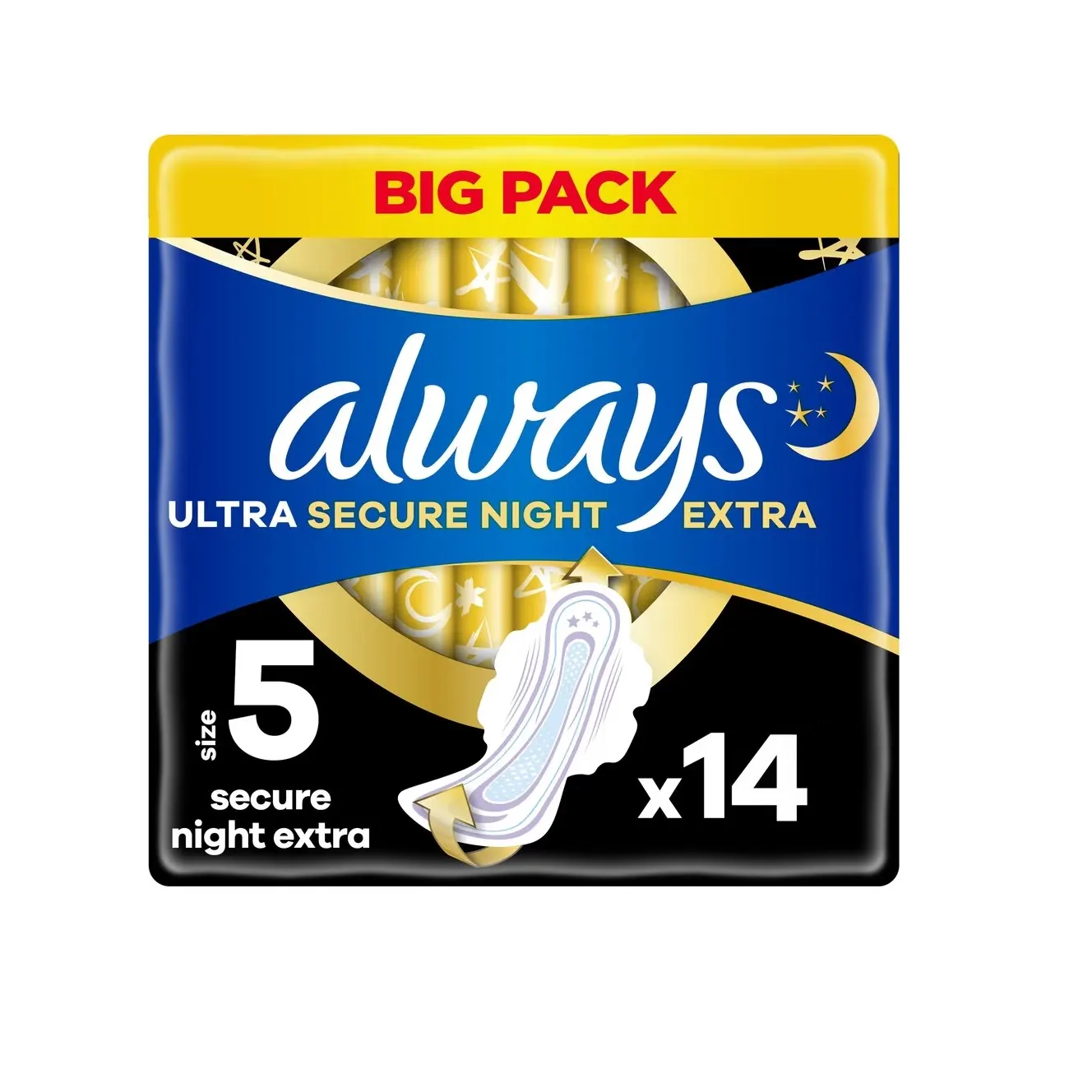 Always Ultra Serviettes hygiéniques Secure Night Extra Wings Taille 5