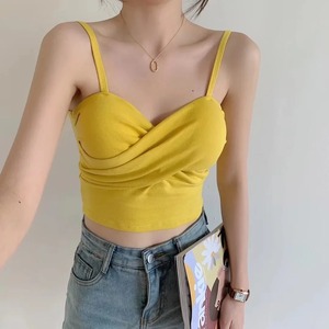 Top corto sin mangas para mujer, con sujetador Tops sexis, ropa interior sin costuras, Top corto femenino, lencería inalámbrica, camisola acolchada íntima - Product Image 3