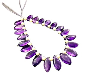 Las mejores cuentas de Briolette con forma de marquesa suave de 21 piezas de grado AAA, piedra preciosa de amatista azul Natural de 1 hebra para la fabricación de joyas - Product Image 1
