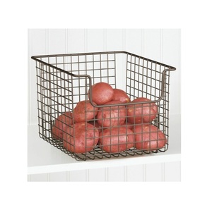 Hot Selling New Quality Rectangular <b>Cheap</b> Black Metal Wire Storage <b>Basket</b> with Tabletop Kitchenware Storage <b>Basket</b> - Product Image 1
