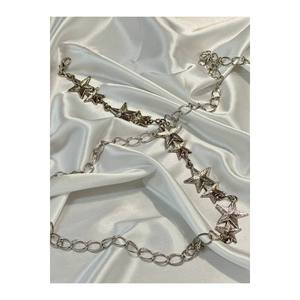 Women's Belt with Star <b>Chain</b> Detail (Waist Belt, Dress Belt, Skirt Belt, <b>Trouser</b> Belt) - Silver - Product Image 3