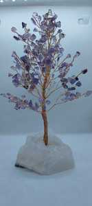 Arbre de pierres précieuses en cristal d'améthyste de style Feng Shui artisanal de meilleure qualité avec base en quartz naturel de guérison décorative en fil de cuivre - Product Image 2