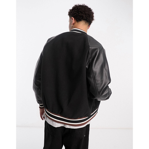 Custom Men's Baseball Varsity Team Winter Canvas <b>Jacket</b> <b>Mandarin</b> <b>Collar</b> Zipper Closure OEM Service Puff Printing Anti-Bacterial - Product Image 2