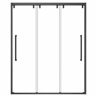 Système de porte de douche coulissante triple moderne en acier inoxydable encadré de 8 mm, panneaux en verre durables, installation facile, salle de bain