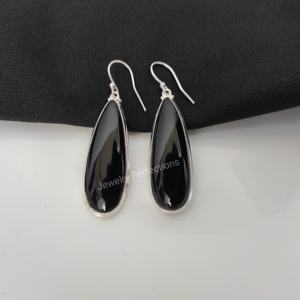 Gran oferta, pendientes de lágrima de Plata de Ley 925, atractivo diseño de gota de piedras preciosas de ónix negro, accesorio de moda para mujer directo - Product Image 1