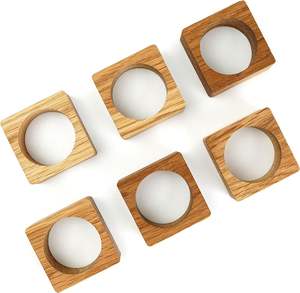 Servilletero de madera redondo de la más alta calidad, decoración de mesa de comedor personalizable de estilo americano para fiesta de boda y uso doméstico - Product Image 1
