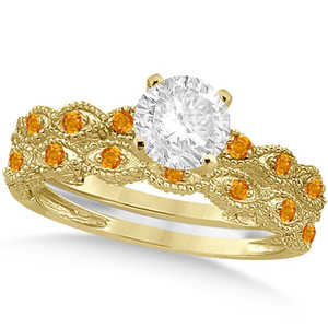 Ensemble de mariage vintage plaqué or jaune et blanc 18 carats avec diamant citrine de 0,95 ct et perle d'eau douce pour mariages et fêtes - Product Image 3