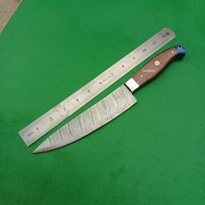 Cuchillo de Chef de cocina de acero de Damasco hecho a mano personalizado de alta calidad, cuchillo de corte de verduras, mango de madera con Funda de cuero - Product Image 5