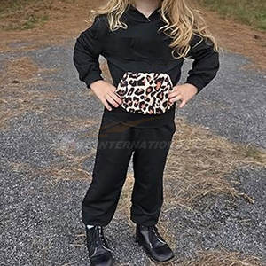 Stylish Black Leopard Toddler <b>Girl</b> 2Pcs Outfit Set Long Sleeve Hoodie Sweatshirt and Matching Pants with Pockets - Product Image 6