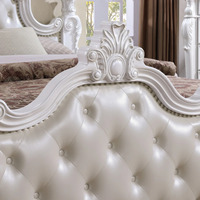 Lit King Size Moderne de Luxe en Bois de Mahagoni Massif, Finition Blanc Duco, Cuir Écologique, Serrure de Porte Intelligente Personnalisée, Chambre d'Hôtel