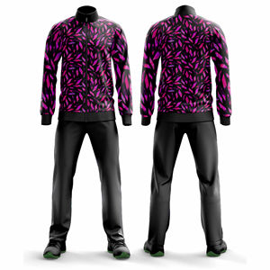 Ensemble de vêtements de sport personnalisé avec fermeture éclair intégrale, veste et pantalon pour femmes et hommes, vêtements d'équipe pour adultes, tenue d'entraînement imprimée unie - Product Image 4