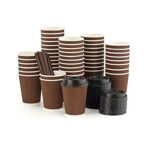 Meilleure vente 12oz Ondulation Triple Paroi Résistant À La Chaleur Gobelet en Papier pour Café Conceptions Personnalisées Haute Qualité Kraft Blanc Noir Couleur - Product Image 1