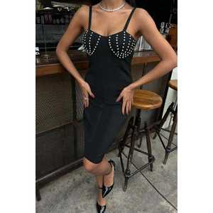 Vestido Mini Belina con Cintura Natural 2804 Adornado con Pedrería - Product Image 4