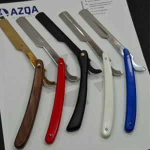 Professional Straight Shaving Razor Folding Barber Razor with Replaceable Blade <b>Plastic</b> & Wooden Handle - Product Image 3