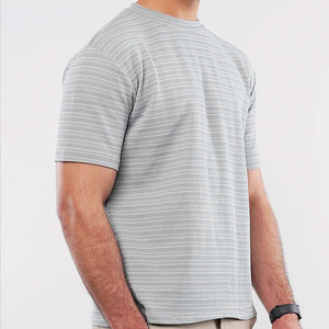Camiseta a rayas de manga corta Vintage para hombre, 95% algodón de gran tamaño con estampado de logotipo largo, camisetas de poliéster y LICRA para hombre - Product Image 2