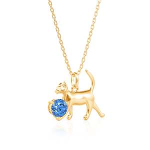 Jeulia Custom Gold Cat Necklace with Birthstone Diamond Pearl Chain - Product Image 2