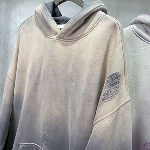 Custom Heavyweight Oversized <b>Zip</b> Fleece Pullover for Men Vintage Acid Wash Design Distressed <b>Pocket</b> Streetwear <b>Hoodie</b> Sweatshirt - Product Image 5