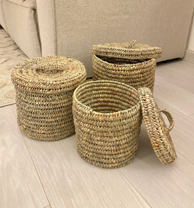 Best Selling Set 3 Seagrass Storage <b>Basket</b> Hand <b>Woven</b> <b>Basket</b> Home Decor - Product Image 2