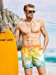 <b>Men's</b> <b>Linen</b> Beach <b>Shorts</b> Summer Plus Size Elastic Waist Casual Lace Eco-Friendly Custom Summer Plus Size Elastic Waist Custom - Product Image 2