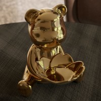 Plateau à bijoux rond en céramique dorée Teddy, moderne et luxueux, à un seul niveau, 20 cm, fabriqué en Italie, pour le bureau, cadeau
