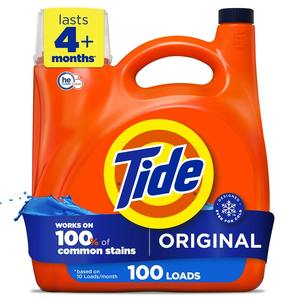 Detergente líquido para ropa compatible con Tide HE, botella de 132 floz con aroma Original, 100 cargas para compradores mayoristas - Product Image 1