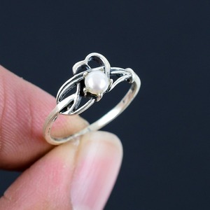 Estilo bohemio esterlina 925 Plata Perla anillo de piedras preciosas joyería hecha a mano anillo de plata joyería para mujer regalo de boda para ella - Product Image 5