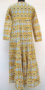 Nouvelle Collection Tie Dye Long Kaftan Col En V Demi-Manches Rayonne Tissu Lâche Robe Côté Fente Printemps À La Mode Bouton Naturel - Product Image 2