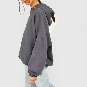 Sweat à capuche tricoté anti-rides respirant anti-boulochage couleur unie pour femmes - Product Image 4