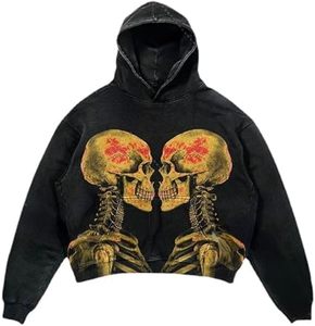 Sweat à capuche de luxe Hip Hop imprimé sans cordon pour homme, 100% coton, coupe courte, streetwear, oversize, épais - Product Image 6