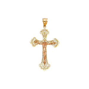Elegante clásico 14K dos tonos chapado en oro Jesús Cruz colgante religioso nueva llegada Joyería de diamantes de lujo para cristianos circón - Product Image 1