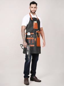 Waterproof and Heatproof Cow Grain <b>Leather</b> Sleeveless <b>Apron</b> for Barbeque and Other Indoor Activities Manufactured in Factory - Product Image 5