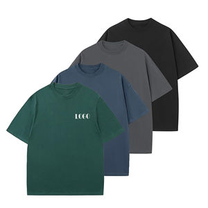 2024 camiseta de lujo Boxy Fit para hombre, logotipo de marca personalizado impreso, Color sólido, transpirable, OEM personalizado, de talla grande, camiseta de gran tamaño en blanco - Product Image 1