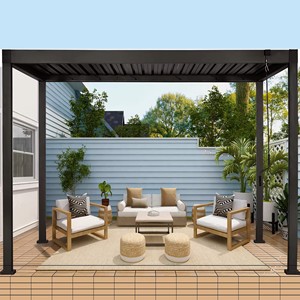 현대 전기 Pergola 사용자 정의 알루미늄 루버 선 패널 분말 코팅 생물 기후 데크 캐노피 전망대 창 만든 베트남 - Product Image 5