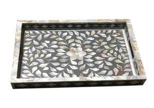 DESGIN UNIQUE FAIT À LA MAIN POUR L'occasion de Noël Plateau d'incrustation d'os avec plateau de service d'incrustation d'os de conception florale - Product Image 5