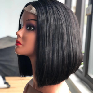 วิกผมบ๊อบสั้นปิดผมตรงและนุ่มสลวยจาก6X6วิกผมแท้สีดำธรรมชาติ - Product Image 1