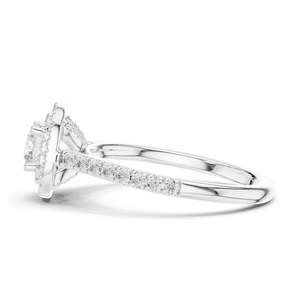 Bague de fiançailles pour femme avec halo de diamants de laboratoire ronds brillants de 1,07 carat, clarté VVS-VS EF, or 18 carats, 14 carats, 10 carats et argent 925 - Product Image 6