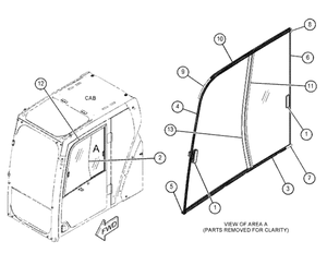 Vidrio delantero para excavadora Cat 306 307 308 311 312 313 320 323 325 330 336 <span class=keywords><strong>Caterpillar</strong></span> - Product Image 4